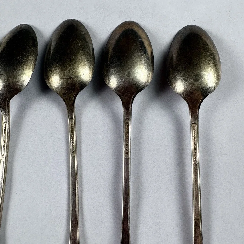 Vintage Wallingford Co No 29 Silverplate Teaspoons Set of 6 Monogram S 1900-1920